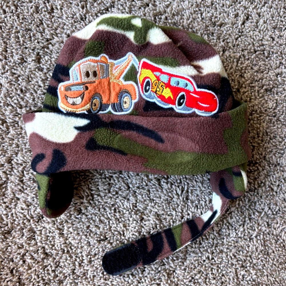 Disney Cars Lightning McQueen Mater Camo Fleece Trapper Hat Kids Beanie